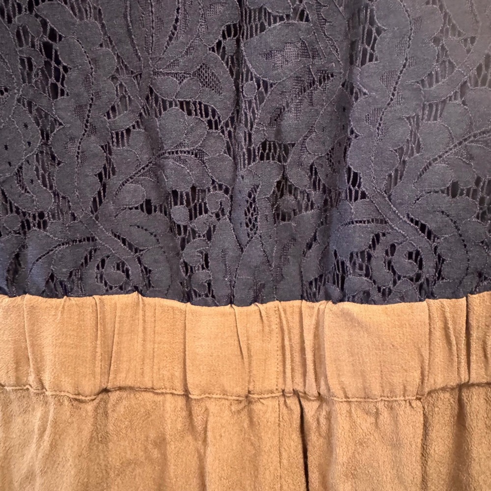 Anthropologie Leifsdottir Whimsigoth Olive Green Black Jumpsuit Lace Belt Sz 10 - Picture 10 of 16